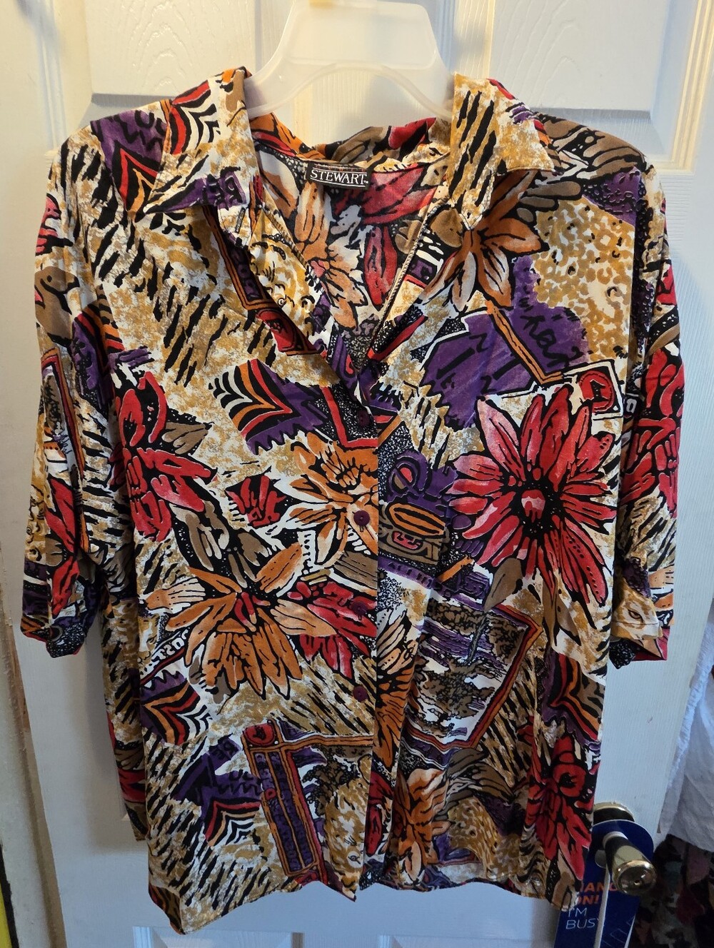 Floral Button-Front Women's Top in Multi-Color Cybil Stewart